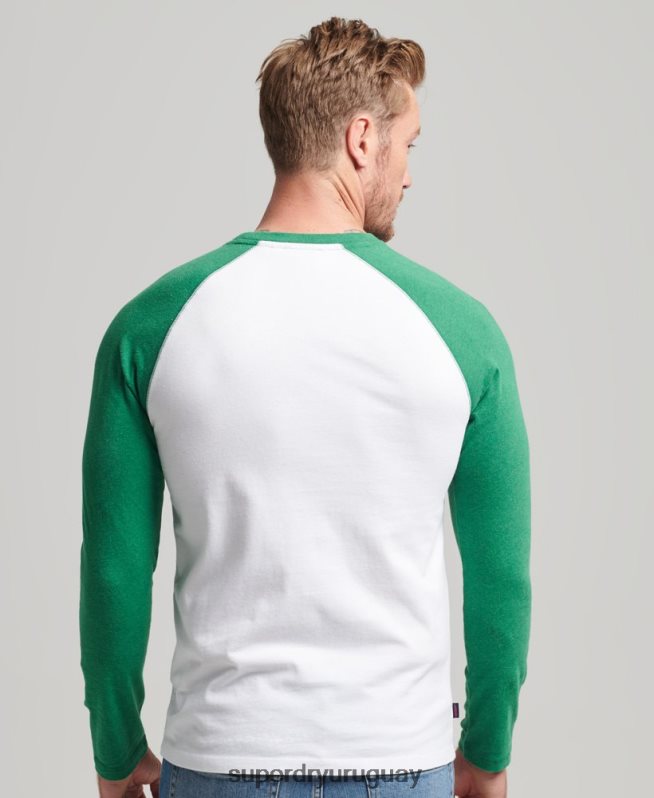 uy Superdry hombres top básico de béisbol de manga larga de algodón orgánico verde DT2N8Z1496 ropa