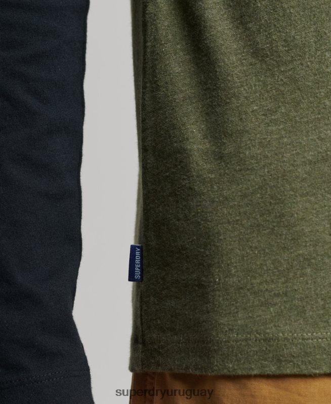 uy Superdry hombres top básico de béisbol de manga larga de algodón orgánico verde DT2N8Z1557 ropa