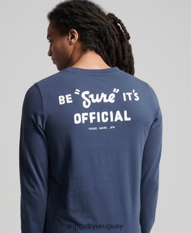 uy Superdry hombres top clásico americano con logo vintage azul oscuro DT2N8Z1560 ropa