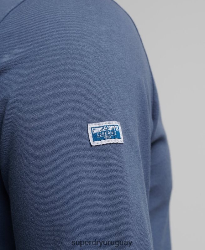 uy Superdry hombres top clásico americano con logo vintage azul oscuro DT2N8Z1560 ropa