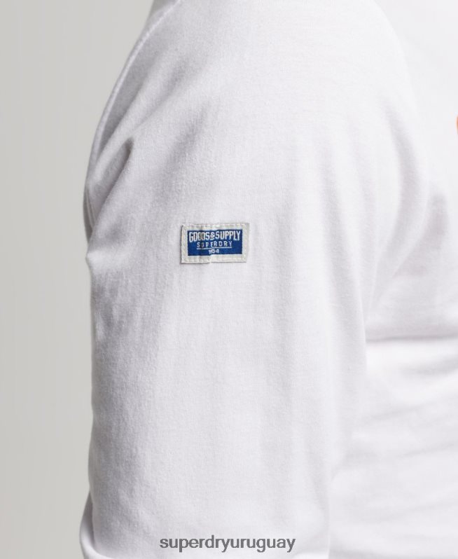 uy Superdry hombres top clásico americano con logo vintage blanco DT2N8Z1552 ropa