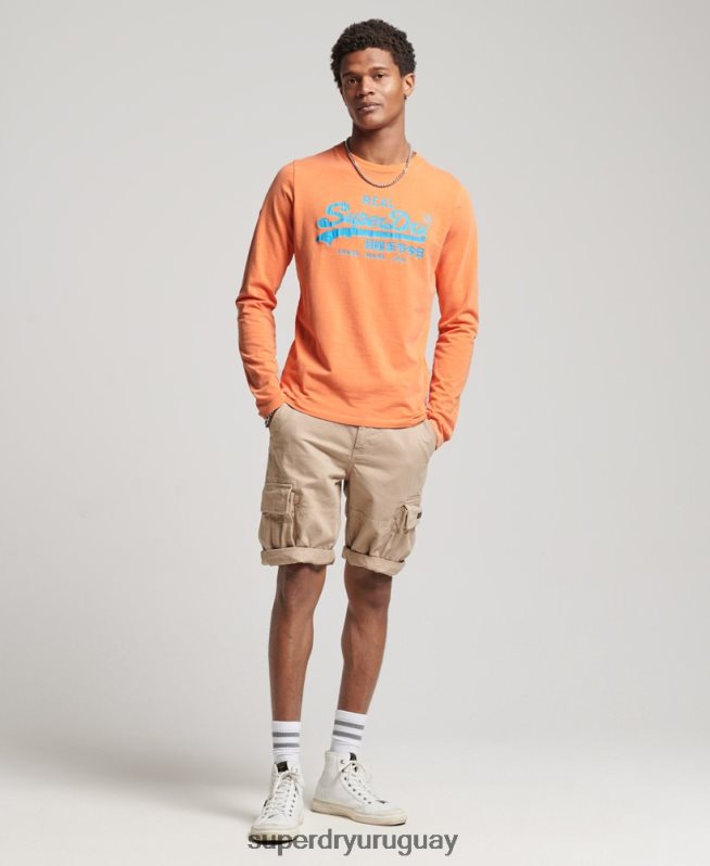 uy Superdry hombres top clásico americano con logo vintage naranja DT2N8Z1561 ropa