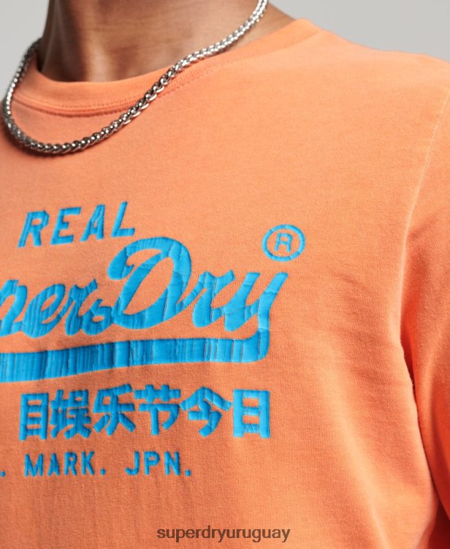 uy Superdry hombres top clásico americano con logo vintage naranja DT2N8Z1561 ropa