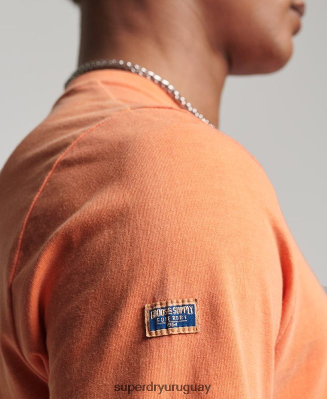 uy Superdry hombres top clásico americano con logo vintage naranja DT2N8Z1561 ropa