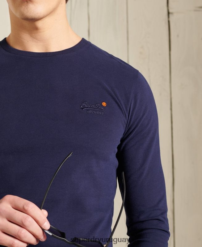 uy Superdry hombres top de algodón orgánico con bordado vintage Armada DT2N8Z1540 ropa
