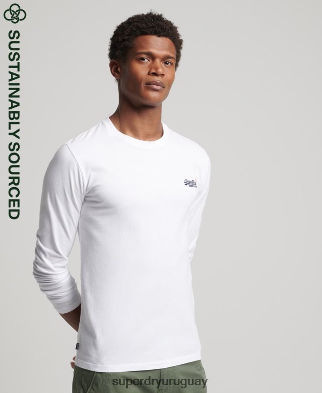 uy Superdry hombres top de algodón orgánico con bordado vintage blanco DT2N8Z1544 ropa