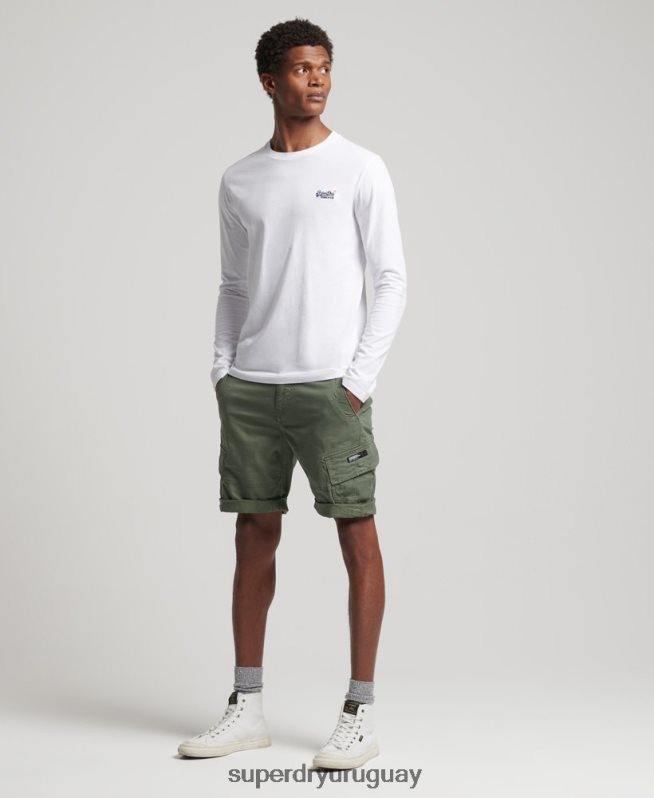 uy Superdry hombres top de algodón orgánico con bordado vintage blanco DT2N8Z1544 ropa