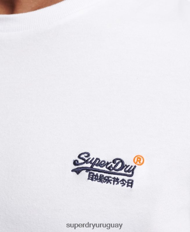 uy Superdry hombres top de algodón orgánico con bordado vintage blanco DT2N8Z1544 ropa