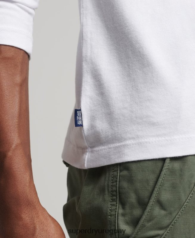 uy Superdry hombres top de algodón orgánico con bordado vintage blanco DT2N8Z1544 ropa