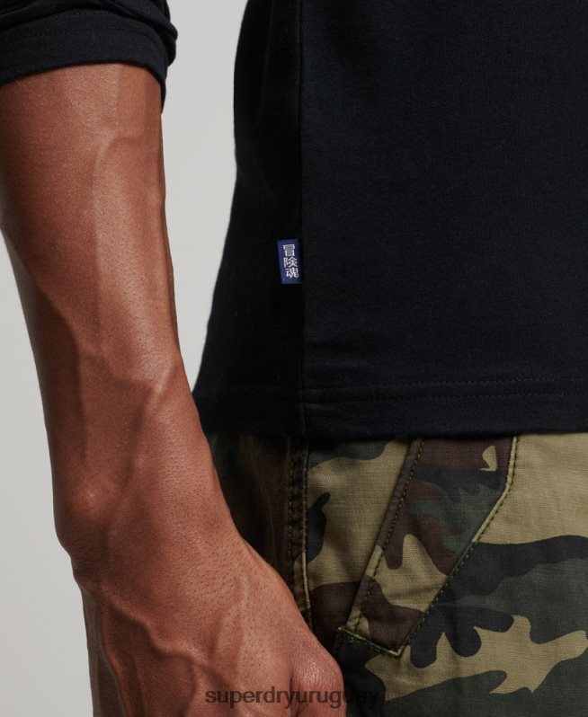 uy Superdry hombres top de algodón orgánico con bordado vintage negro DT2N8Z1528 ropa