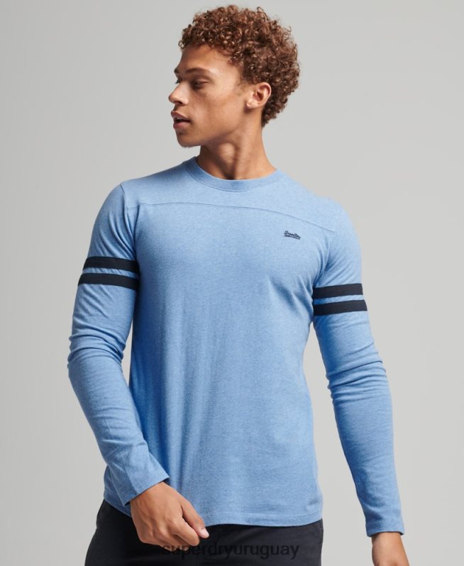 uy Superdry hombres top de algodón orgánico con logo vintage azul DT2N8Z1567 ropa