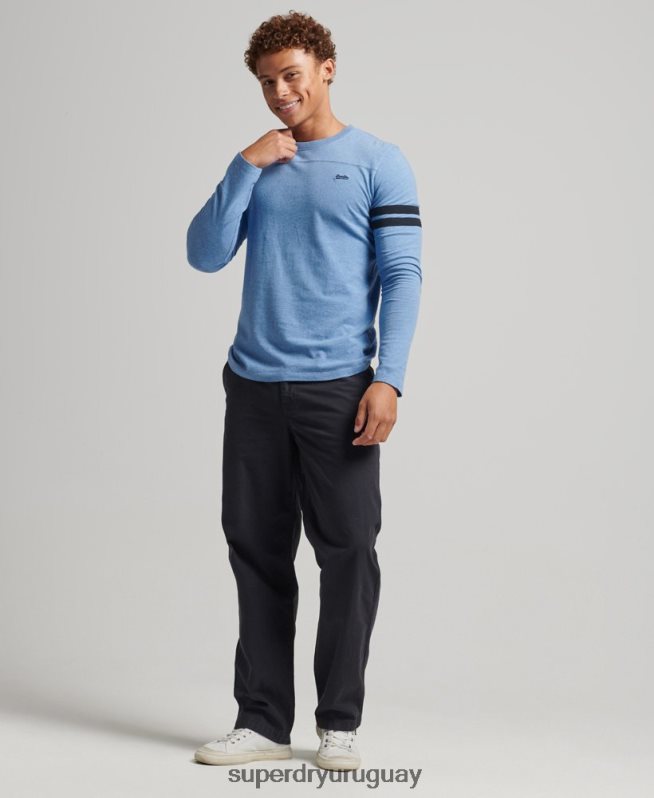 uy Superdry hombres top de algodón orgánico con logo vintage azul DT2N8Z1567 ropa