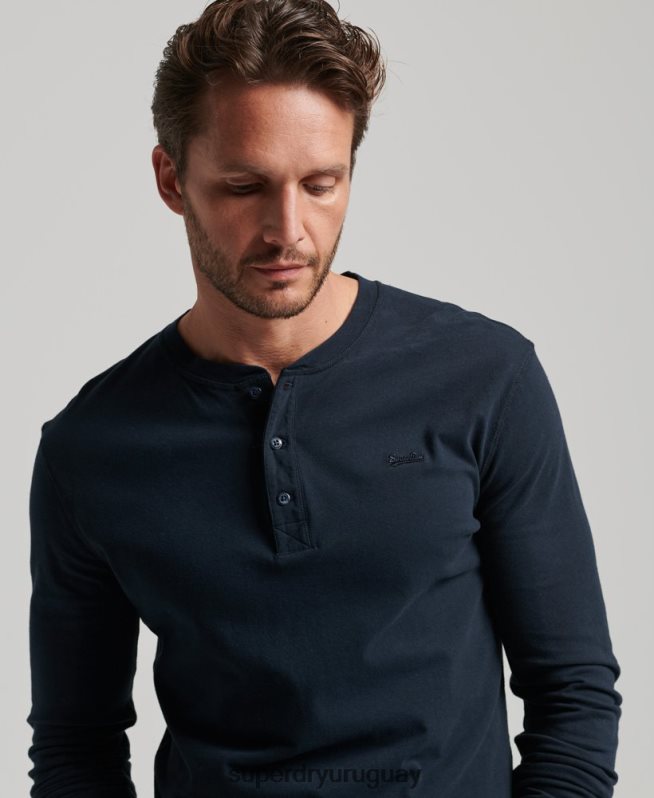 uy Superdry hombres top de algodón orgánico con logo vintage bordado Armada DT2N8Z1457 ropa