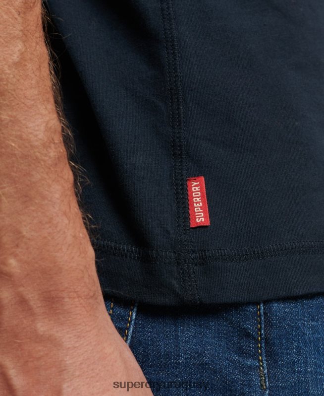 uy Superdry hombres top de algodón orgánico con logo vintage bordado Armada DT2N8Z1457 ropa