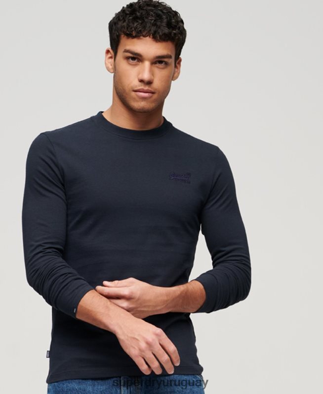 uy Superdry hombres top de algodón orgánico con logo vintage bordado Armada DT2N8Z1462 ropa