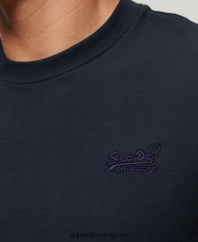uy Superdry hombres top de algodón orgánico con logo vintage bordado Armada DT2N8Z1462 ropa
