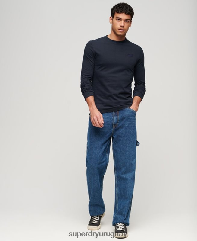 uy Superdry hombres top de algodón orgánico con logo vintage bordado Armada DT2N8Z1462 ropa