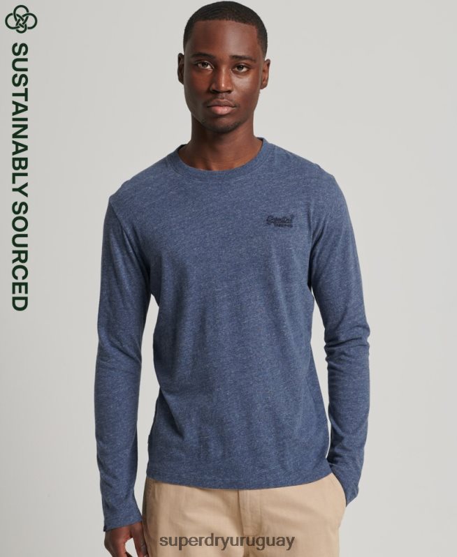 uy Superdry hombres top de algodón orgánico con logo vintage bordado Armada DT2N8Z1548 ropa