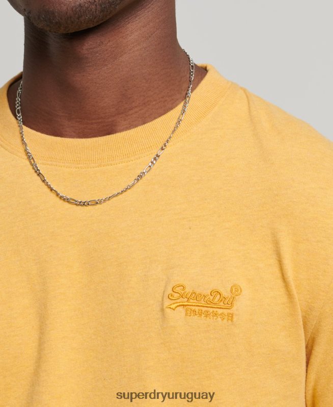 uy Superdry hombres top de algodón orgánico con logo vintage bordado amarillo DT2N8Z1562 ropa