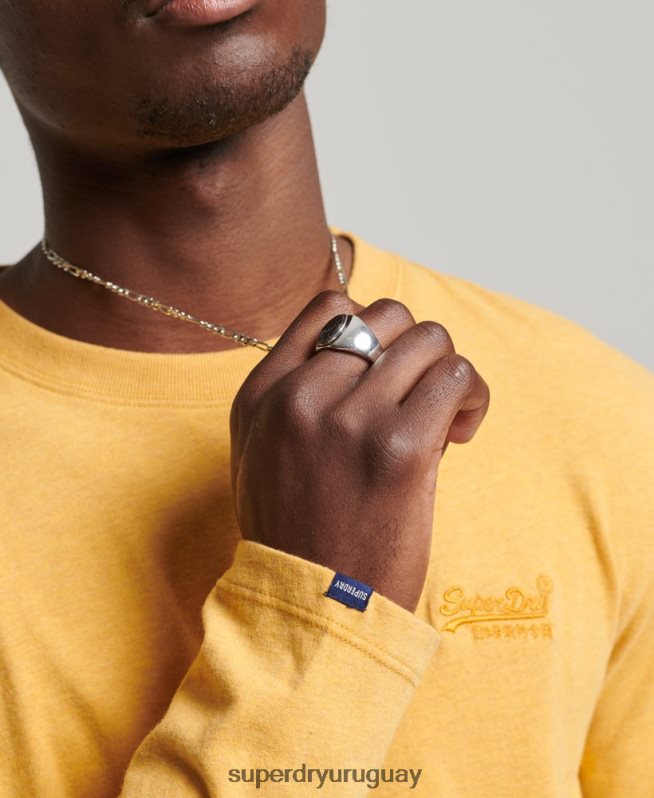 uy Superdry hombres top de algodón orgánico con logo vintage bordado amarillo DT2N8Z1562 ropa