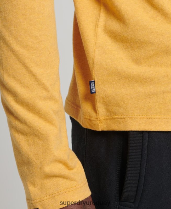 uy Superdry hombres top de algodón orgánico con logo vintage bordado amarillo DT2N8Z1562 ropa