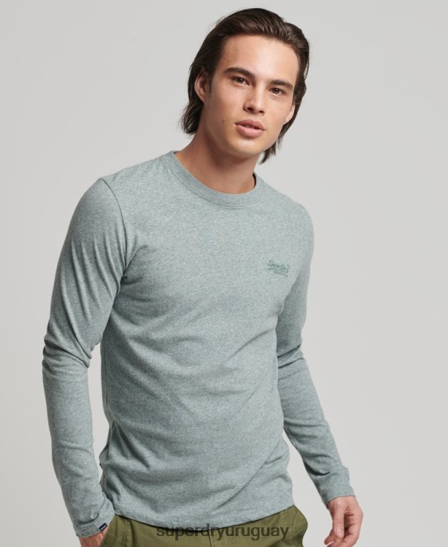 uy Superdry hombres top de algodón orgánico con logo vintage bordado azul DT2N8Z1486 ropa