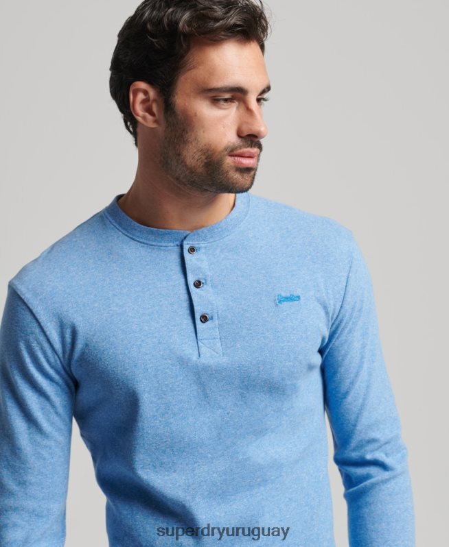 uy Superdry hombres top de algodón orgánico con logo vintage bordado azul DT2N8Z1556 ropa