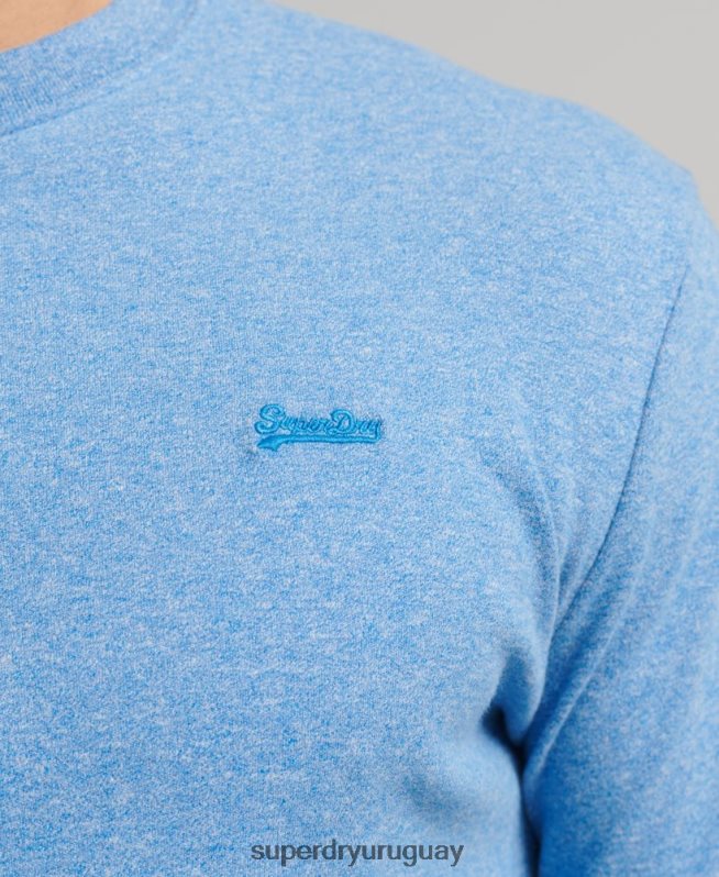 uy Superdry hombres top de algodón orgánico con logo vintage bordado azul DT2N8Z1556 ropa