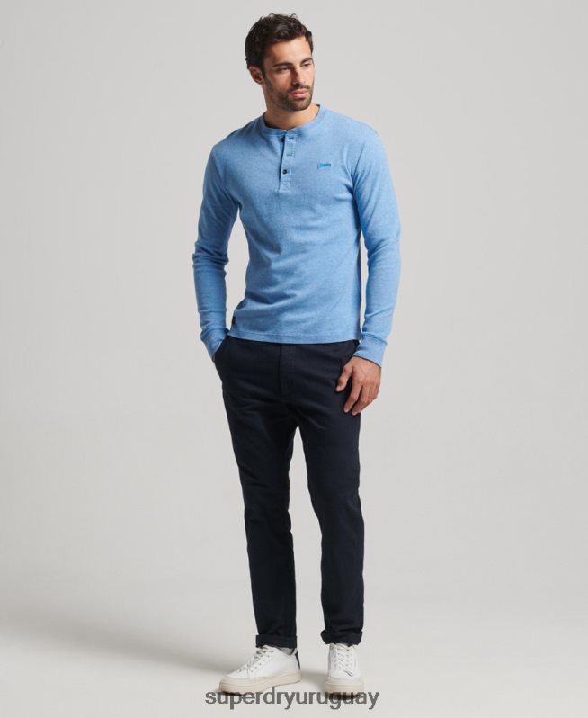uy Superdry hombres top de algodón orgánico con logo vintage bordado azul DT2N8Z1556 ropa