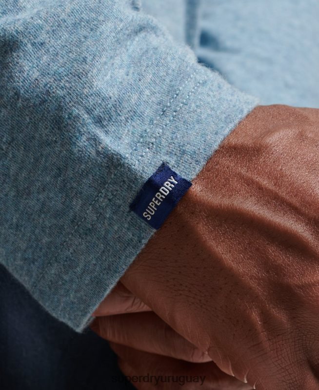 uy Superdry hombres top de algodón orgánico con logo vintage bordado azul DT2N8Z1570 ropa