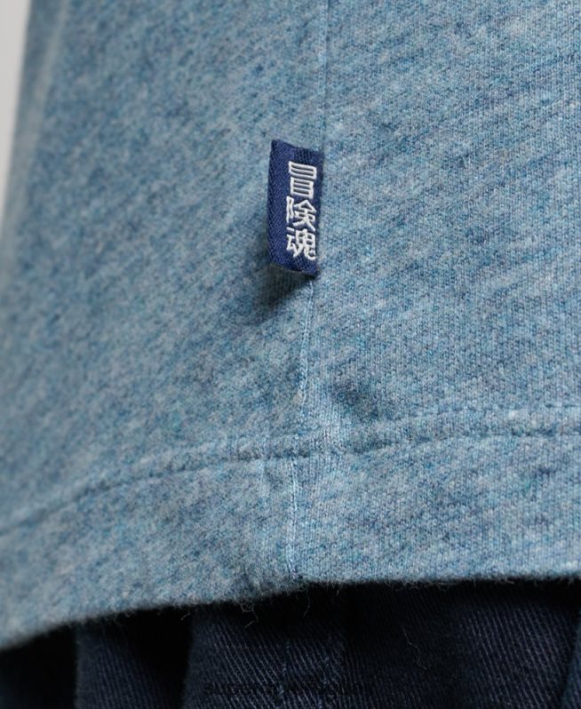 uy Superdry hombres top de algodón orgánico con logo vintage bordado azul DT2N8Z1570 ropa