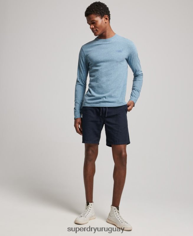 uy Superdry hombres top de algodón orgánico con logo vintage bordado azul DT2N8Z1570 ropa
