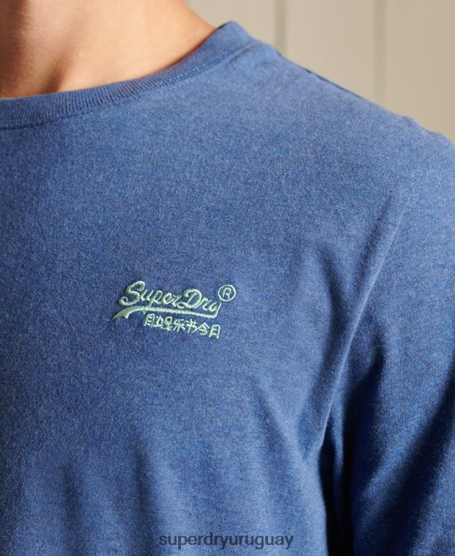 uy Superdry hombres top de algodón orgánico con logo vintage bordado azul DT2N8Z6490 ropa