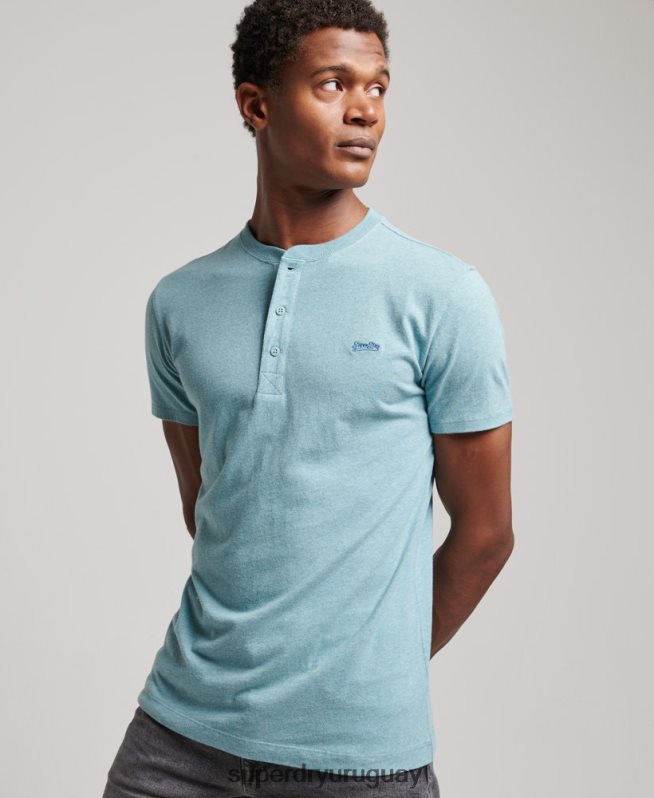uy Superdry hombres top de algodón orgánico con logo vintage bordado azul DT2N8Z95 ropa