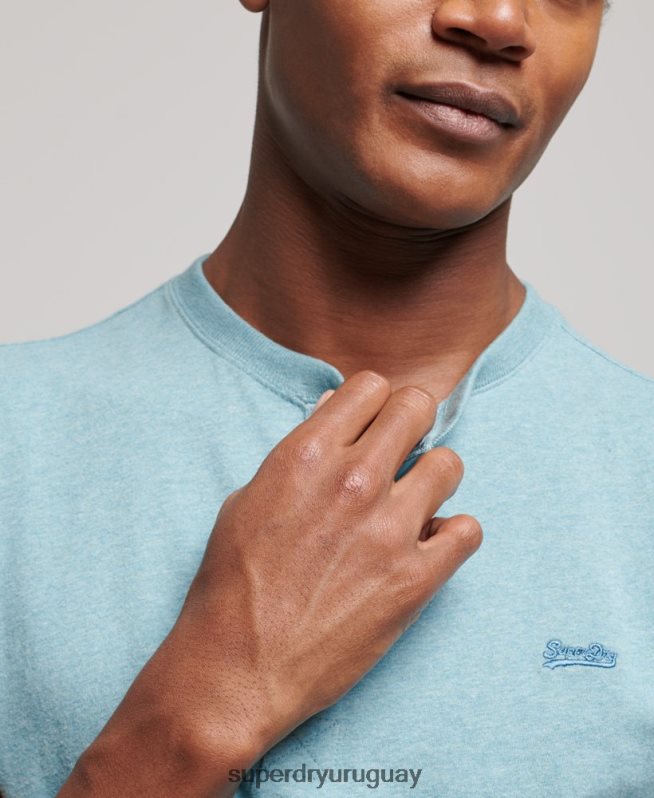 uy Superdry hombres top de algodón orgánico con logo vintage bordado azul DT2N8Z95 ropa