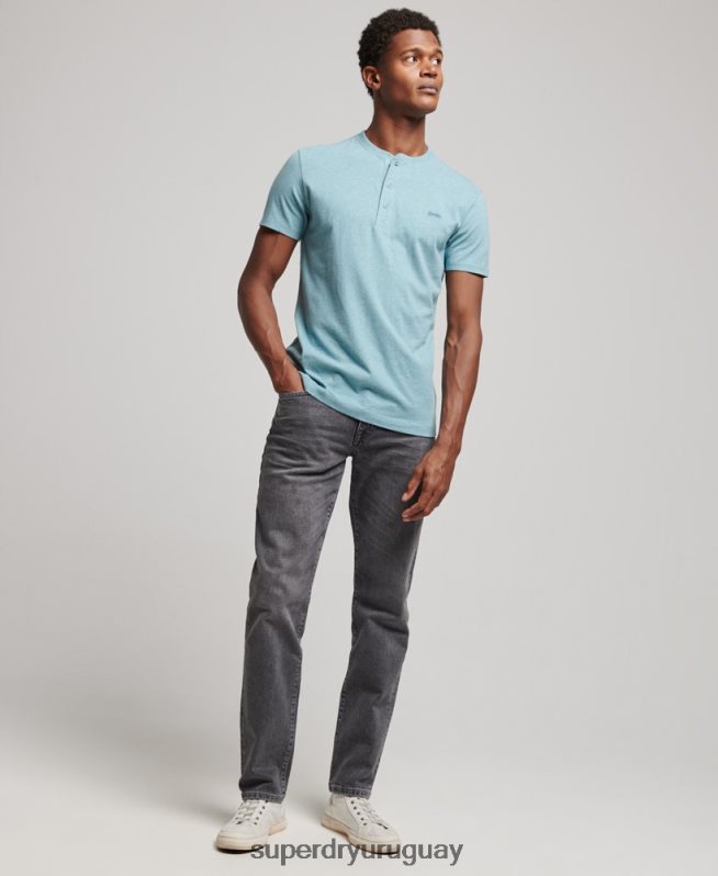 uy Superdry hombres top de algodón orgánico con logo vintage bordado azul DT2N8Z95 ropa