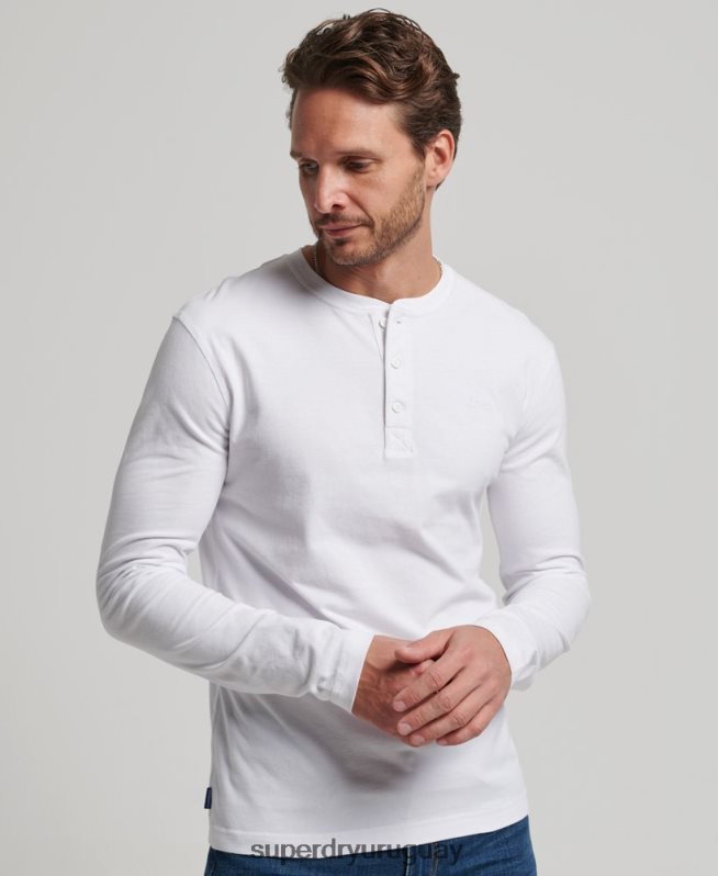 uy Superdry hombres top de algodón orgánico con logo vintage bordado blanco DT2N8Z1460 ropa