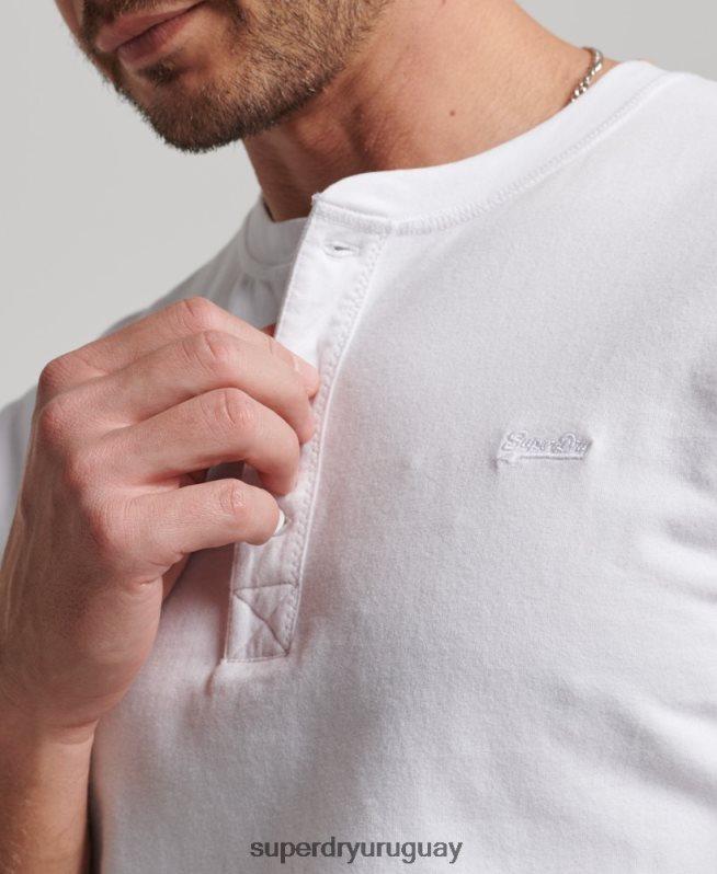 uy Superdry hombres top de algodón orgánico con logo vintage bordado blanco DT2N8Z1460 ropa