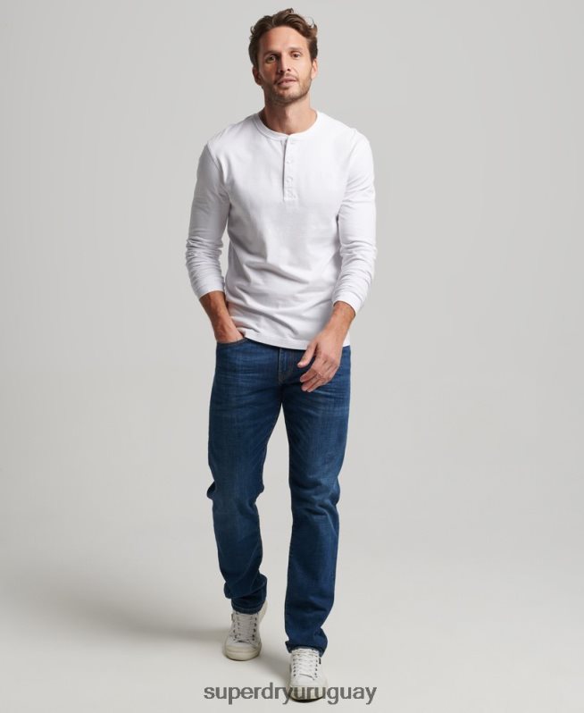 uy Superdry hombres top de algodón orgánico con logo vintage bordado blanco DT2N8Z1460 ropa