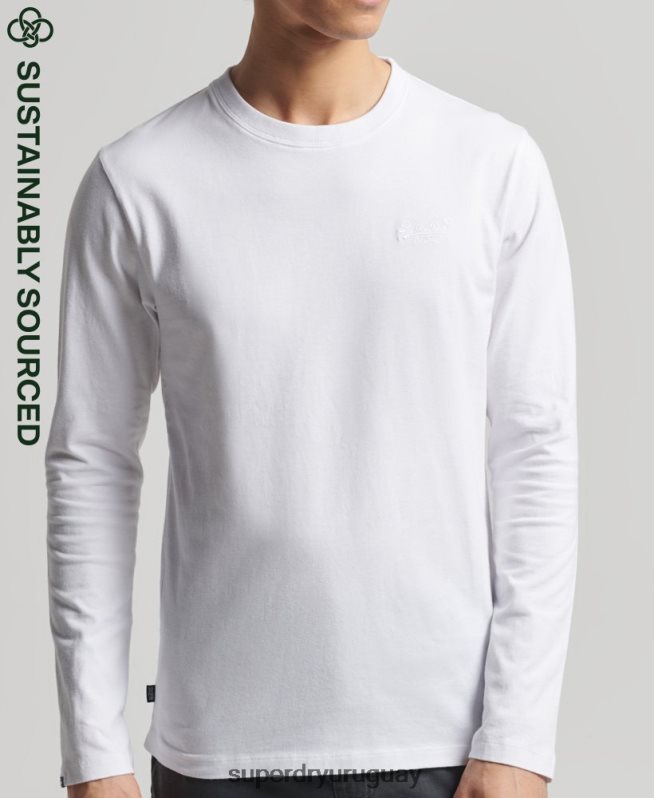 uy Superdry hombres top de algodón orgánico con logo vintage bordado blanco DT2N8Z1539 ropa