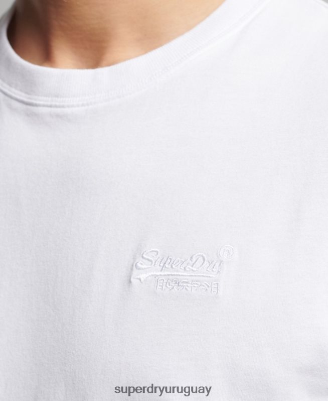 uy Superdry hombres top de algodón orgánico con logo vintage bordado blanco DT2N8Z1539 ropa