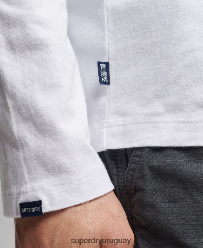 uy Superdry hombres top de algodón orgánico con logo vintage bordado blanco DT2N8Z1539 ropa