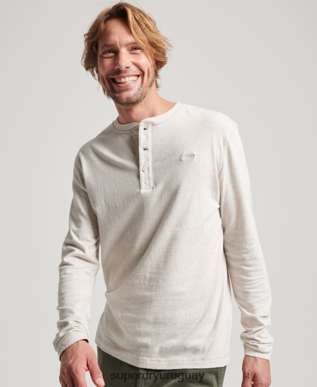 uy Superdry hombres top de algodón orgánico con logo vintage bordado crema DT2N8Z1488 ropa