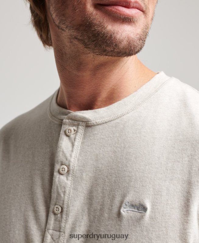uy Superdry hombres top de algodón orgánico con logo vintage bordado crema DT2N8Z1488 ropa