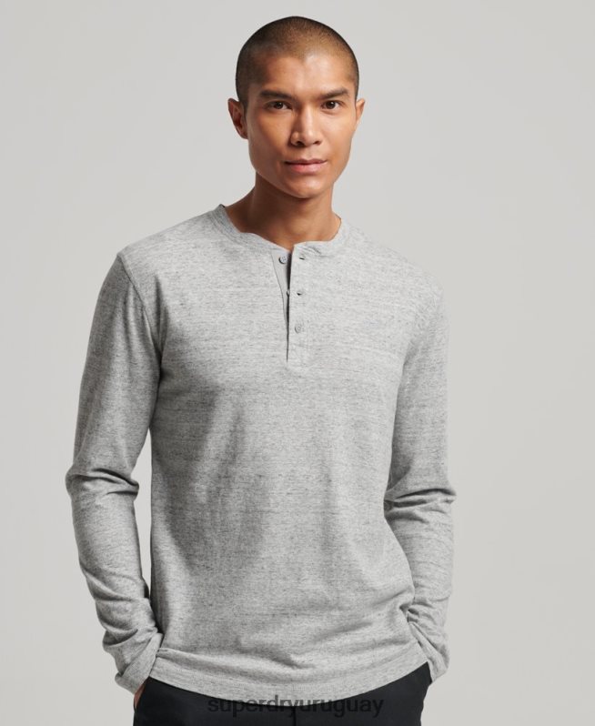 uy Superdry hombres top de algodón orgánico con logo vintage bordado gris DT2N8Z1470 ropa