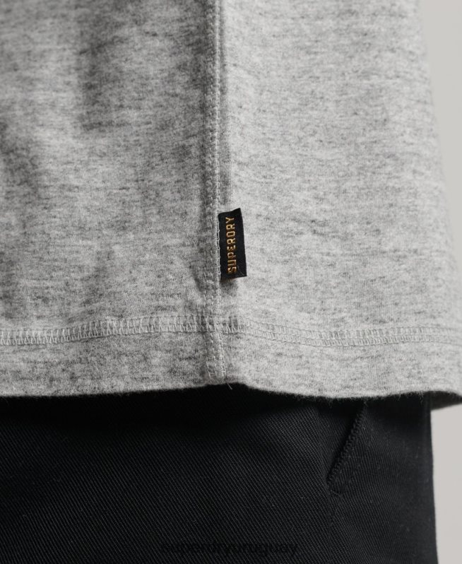 uy Superdry hombres top de algodón orgánico con logo vintage bordado gris DT2N8Z1470 ropa