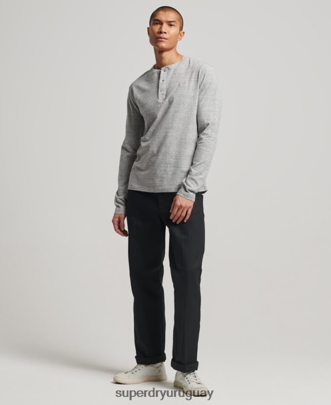 uy Superdry hombres top de algodón orgánico con logo vintage bordado gris DT2N8Z1470 ropa