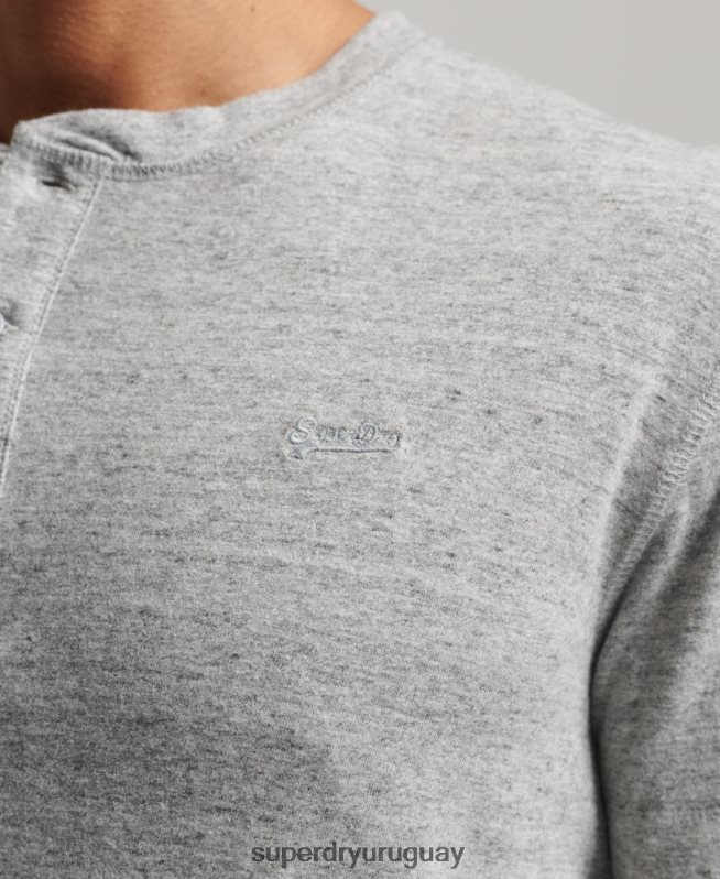 uy Superdry hombres top de algodón orgánico con logo vintage bordado gris DT2N8Z1470 ropa
