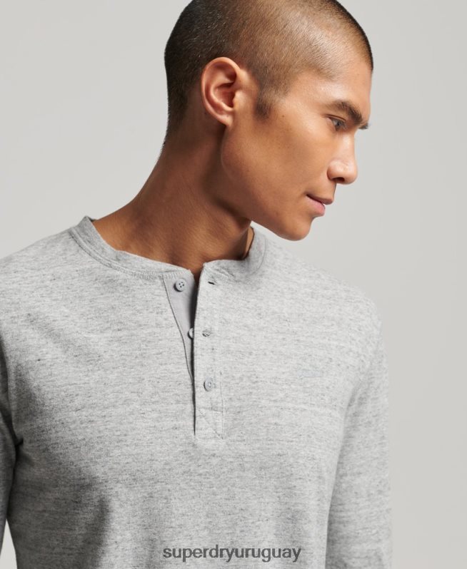 uy Superdry hombres top de algodón orgánico con logo vintage bordado gris DT2N8Z1470 ropa