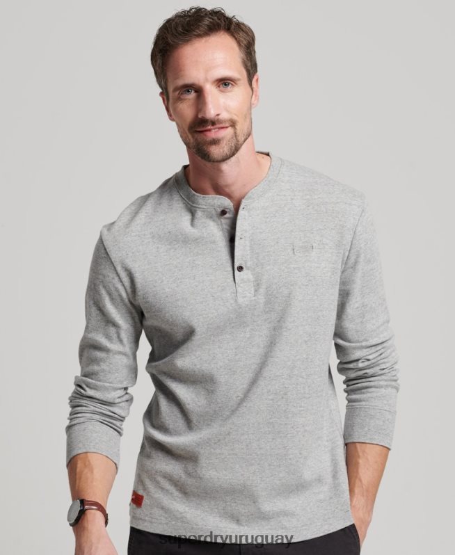 uy Superdry hombres top de algodón orgánico con logo vintage bordado gris DT2N8Z1543 ropa